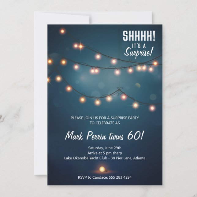 Convite de aniversário das luzes da noite (Frente)
