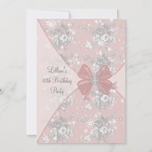 Convite de Aniversário das Meninas com Brilho de R (Frente)