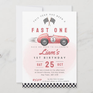 Convite de Aniversário de 1º Ano Carro Antigo Fast