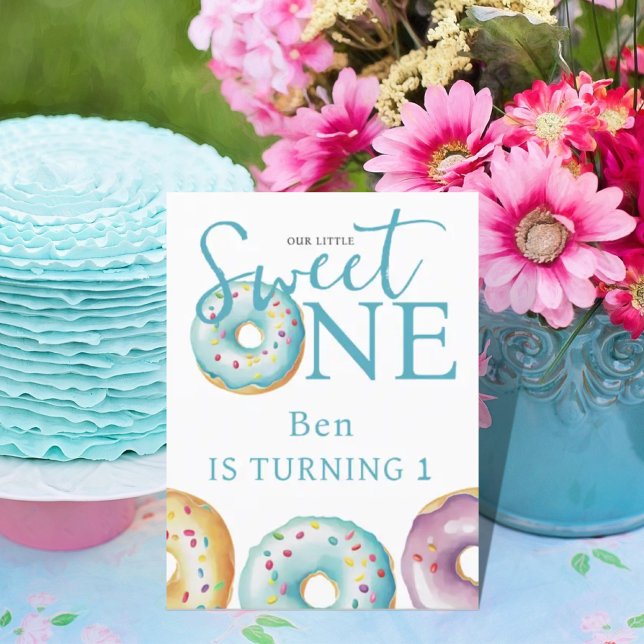 Convite de Aniversário de 1º Ano Donut Sweet One A (Criador carregado)