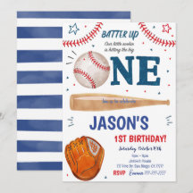 Convite de Aniversário de 1º Baseball 