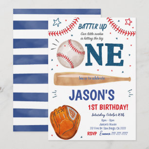 Convite de Aniversário de 1º Baseball 