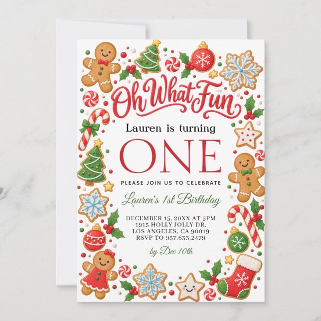 Convite de Aniversário de 1º Natal Oh Que Diversão (Frente)