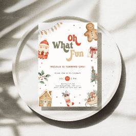 Convite de Aniversário de 1º Natal Vermelho Oh Que