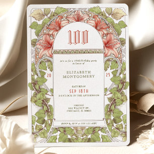 Convite de Aniversário de 100 anos Art Nouveau Alp