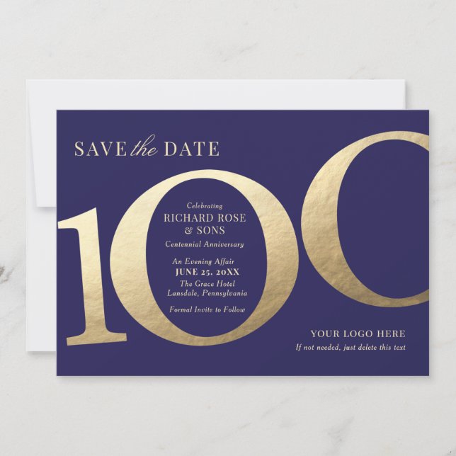 Convite de Aniversário de 100 Anos de Negócios (Frente)