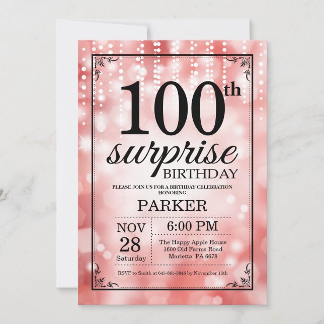 Convite de Aniversário de 100 anos Surpresa com Br (Frente)