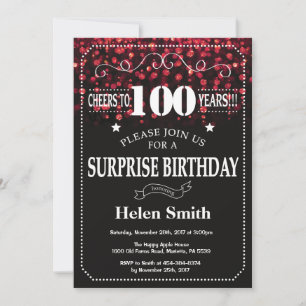 Convite de Aniversário de 100 anos Surpresa com Br