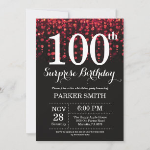 Convite de Aniversário de 100 anos Surpresa com Br