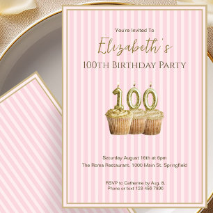 Convite de Aniversário de 100 Anos Única Rosa Dour