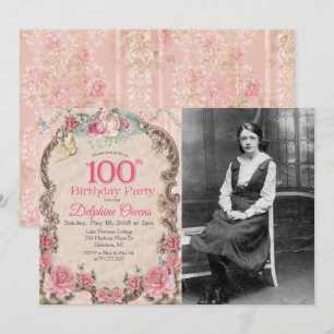 Convite de Aniversário de 100 anos Vintage Centená