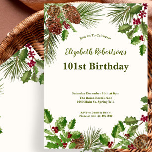 Convite de Aniversário de 101 Anos com Elegante Ve