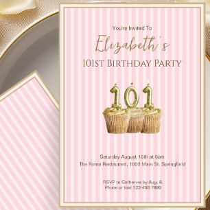 Convite de Aniversário de 101 Anos Única Rosa Dour