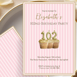 Convite de Aniversário de 102 Anos Única Rosa Dour