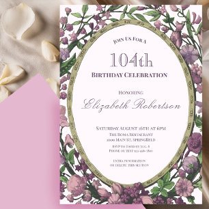 Convite de Aniversário de 104 Anos Feminino com Bo