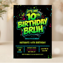 Convite de Aniversário de 10 anos Boy Neon Estilo