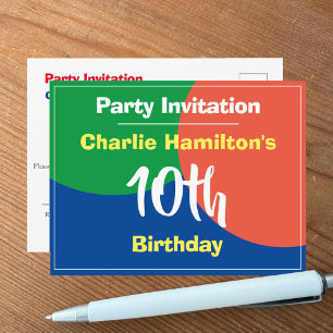 Convite de Aniversário de 10 anos Cartão Postal