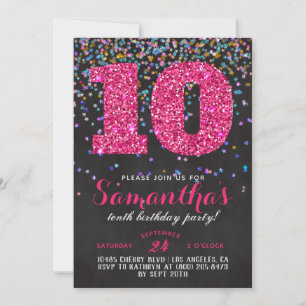 Convite de Aniversário de 10 anos com Confetes