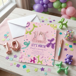 Convite de Aniversário de 10 anos com Foto de Anim