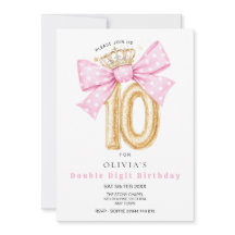 Convite de Aniversário de 10 anos com Laço de Dígi