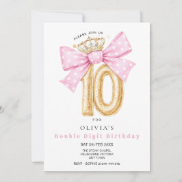 Convite de Aniversário de 10 anos com Laço de Dígi