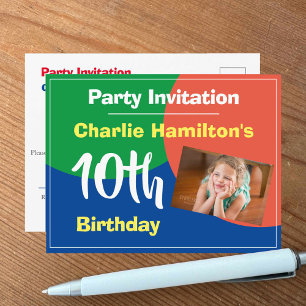 Convite de Aniversário de 10 anos com Postcard de 