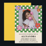 Convite de aniversário de 10 anos da menina Flores<br><div class="desc">Convites de aniversário de 10 anos Flores Groovy Retro vintage</div>