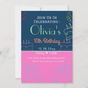 convite de aniversário de 10 anos da olivia