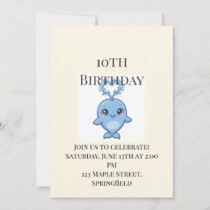 Convite de Aniversário de 10 Anos do Bebê Baleia F