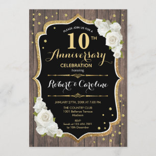 Convite de Aniversário de 10 anos - Madeira Rústic