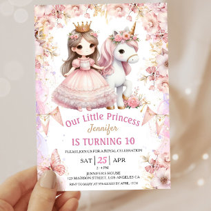 Convite de Aniversário de 10 anos Meninas Princesa