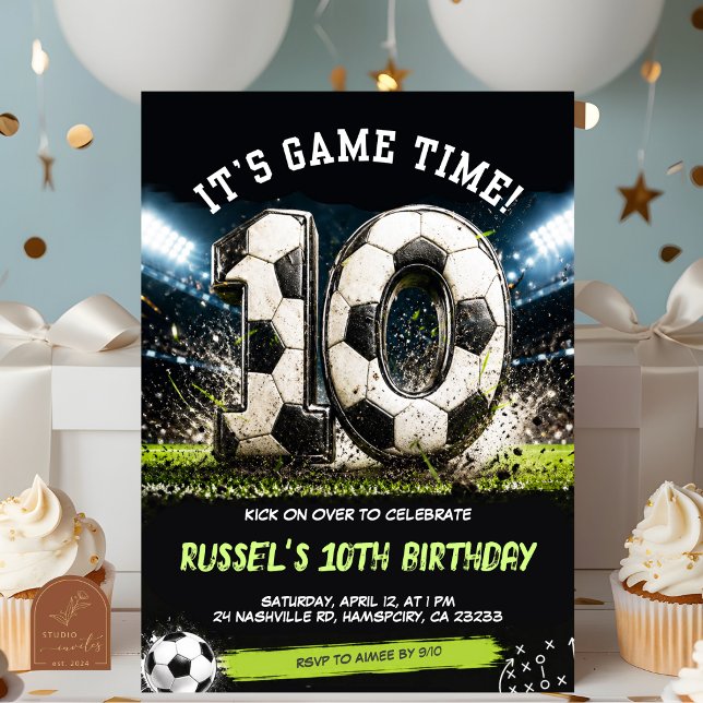 Convite de Aniversário de 10 anos para Jogo de Fut (Criador carregado)