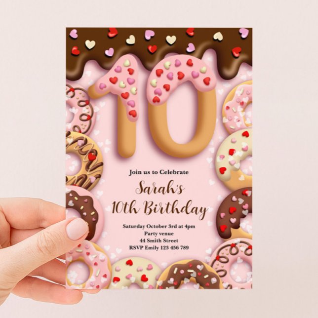Convite de Aniversário de 10 anos para Meninas (Criador carregado)