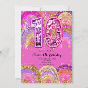 Convite de Aniversário de 10 Anos para Meninas