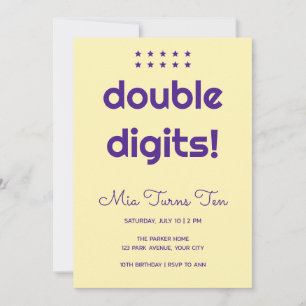 Convite de Aniversário de 10 Anos Retro Double Dig