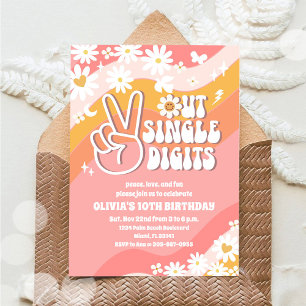 Convite de Aniversário de 10 anos Retro Groovy