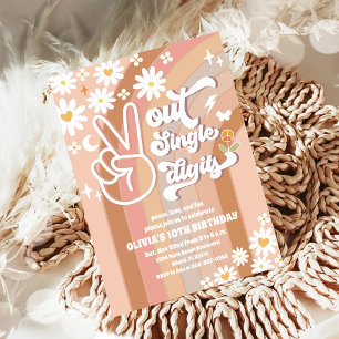 Convite de Aniversário de 10 anos Retro Groovy