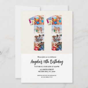 Convite de Aniversário de 11 anos - Número 11