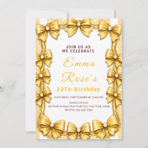 Convite de Aniversário de 12 anos Arco Dourado