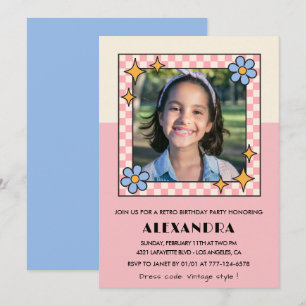 convite de aniversário de 12 anos Flores Cor-de-Ro