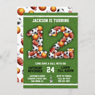 Convite de aniversário de 12 de escutas desportiva