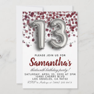  Convite de Aniversário de 13