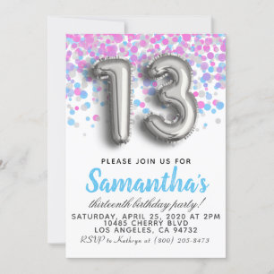 Convite de aniversário de 13
