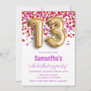 Convite de aniversário de 13