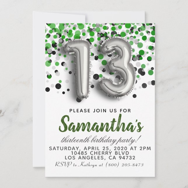 Convite de aniversário de 13 (Frente)