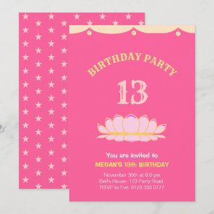 Convite de Aniversário de 13 Anos Fofo