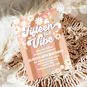 Convite de Aniversário de 15 Anos da Retro Daisy