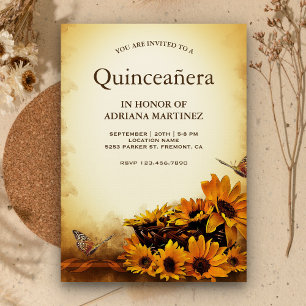 Convite de Aniversário de 15 Anos Quinceanera Flor