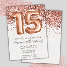 Convite de Aniversário de 15 Anos Rose Gold