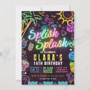 Convite de Aniversário de 15 Anos Splish Splash Ed